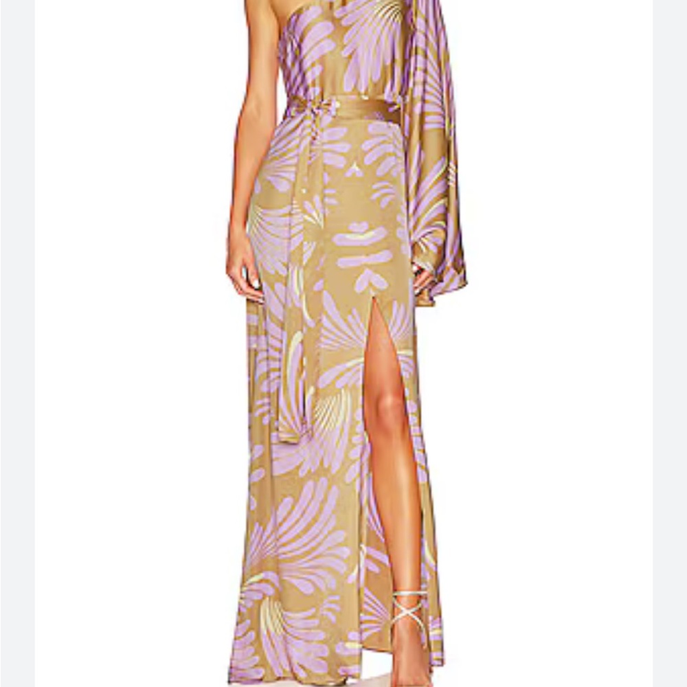 Alexis Lio Dress in Serenity Purple and Tan